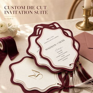 Carte d'invitation de mariage découpée sur mesure, forme irrégulière personnalisée, impression d'invitation multicouche, logo personnalisé OEM ODM - Product Image 3