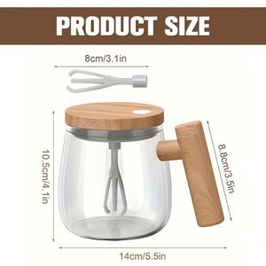 Tasse mélangeuse automatique multifonction portable intelligente en verre borosilicate pour café, lait et thé – Promotionnelle - Product Image 3