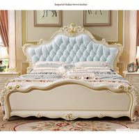 Lit king size moderne en chêne massif avec base de rangement, en cuir véritable, sculpté à la main, meubles de chambre à coucher de luxe écologiques