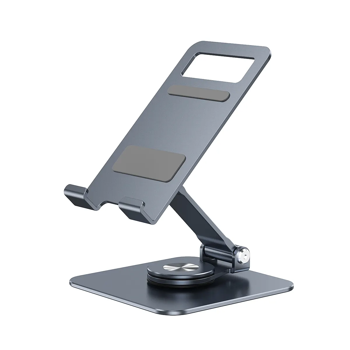 Stand tampilan Tablet logam berputar Desktop 360, dudukan meja lipat bahan Aloi Aluminium untuk semua ponsel