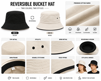 Chapeau Bob Réversible Personnalisé en Coton Double Face, Chapeau de Pêcheur Bicolore, Fabricant OEM ODM