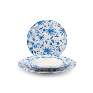 Set di Stoviglie in Porcellana Bone China Blue Arbor, 18 Pezzi Decorati - Product Image 1