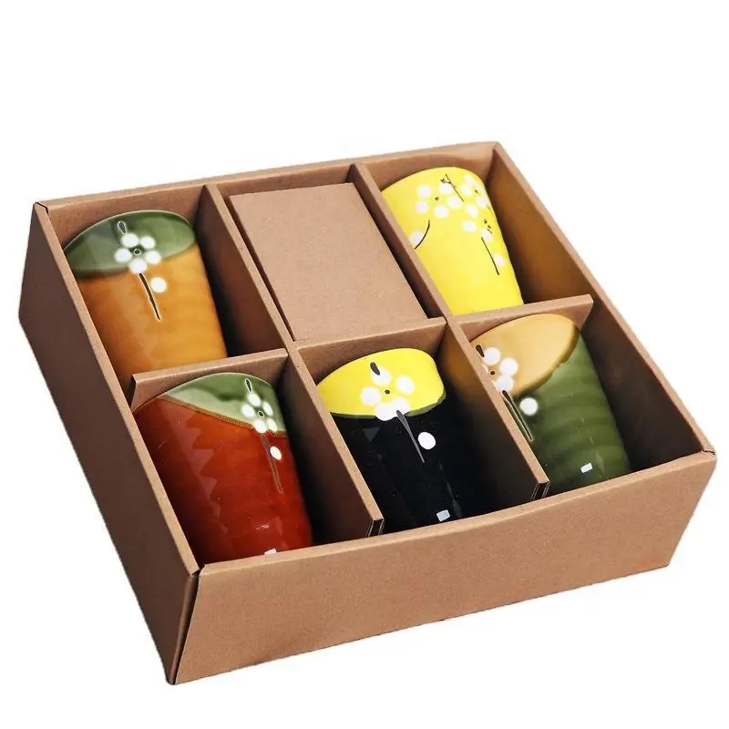 ชุดถ้วยน้ำเซรามิกสไตล์ญี่ปุ่นกล่องของขวัญสำหรับธุรกิจสุดสร้างสรรค์กำหนดโลโก้ได้เอง