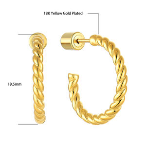 <span class=keywords><strong>Xlove</strong></span> Chris mode C forme géométrique texturé boucles d'oreilles créoles minimaliste artisanal Texture cercle Huggie boucles d'oreilles créoles - Product Image 2