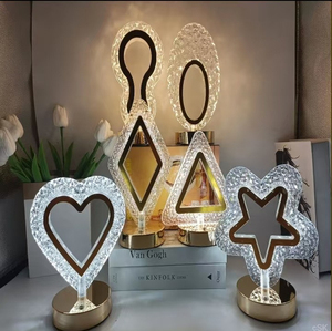 Lámpara de Mesa con Domo de Cristal y Diamantes, LED E26, Luz Blanca Cálida 2700K, Estilo Escandinavo, Madera Contemporánea, Decorativa para Dormitorio - Product Image 4