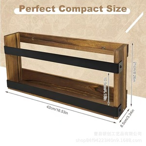 Wooden Vintage Wall Magazine <b>Shelf</b> Rectangle 1 Tier Wall Mounted Storage <b>Rack</b> For Living Room Book Display - Product Image 4