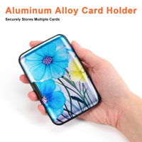 Porte-cartes de crédit fin en aluminium personnalisé avec fermeture à bouton, blocage RFID, style portefeuille pour hommes et femmes