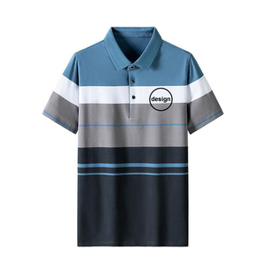 Camiseta de algodón clásica a rayas de color sólido para hombre con logotipo personalizado OME, manga corta, estilo vintage, con bolsillo, logotipo de color personalizable OEM - Product Image 4