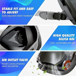 หน้ากากกันแก๊สซิลิโคน 6800 แบบเต็มหน้า สำหรับพ่นสี ขัดเงา ป้องกันฝุ่น ใช้ซ้ำได้ ล้างทำความสะอาดได้ มุมมองกว้าง - Product Image 5