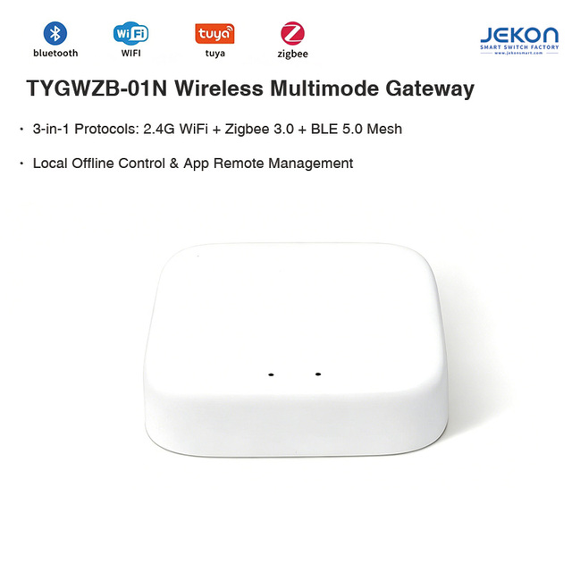 3 Protocols Wireless Gateway  Zigbee 3.0 BLE 5.0 Mesh 2.4G WiFi Stable Connection Local Offline Response Fast