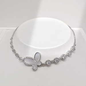 custom plata 925 sterling <b>silver</b> butterfly shape crystal <b>bracelet</b> women elegant gold plated shell <b>charm</b> Chain Link <b>bracelets</b> - Product Image 1