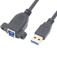 USB 3.0 AM ke Panel dudukan BF dengan kunci sekrup kabel Transfer Data Printer