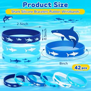 Bracelets en silicone personnalisés en gros, motif requin, thème vie marine, bracelets promotionnels pour fêtes d'anniversaire d'enfants, cadeaux de baby shower - Product Image 2