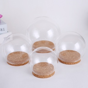 clear Glass Display Dome with <b>Cork</b> Base D10CM D12CM D13CM D15CM D18CM D20CM Bell <b>Jars</b> Glass Domes - Product Image 1