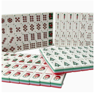 Jeu de tuiles de mahjong sur le thème de Noël, 144 tuiles, impression couleur, jeu en PVC durable pour cadeau de fête - Product Image 4