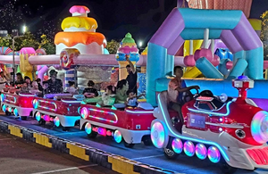 <span class=keywords><strong>Train</strong></span> électrique sans rails à piles en alliage pour parcs d'attractions et centres commerciaux, usage extérieur pour enfants - Product Image 2