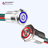 Interrupteur à bouton-poussoir LED 19 mm en laiton nickelé, entièrement hermétique, 10A, IP68, type momentané ou à enclenchement, pour panneaux marins et cockpits