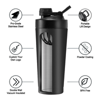 Gourde personnalisée en acier inoxydable Shaker Cup Bouteille d'eau Gourde Inox Deau Thermos Isotherme Metal Protein Shaker Bottle