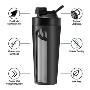 Gourde personnalisée en acier inoxydable <span class=keywords><strong>Shaker</strong></span> Cup Bouteille d'eau Gourde <span class=keywords><strong>Inox</strong></span> Deau Thermos Isotherme Metal Protein <span class=keywords><strong>Shaker</strong></span> Bottle - Product Image 2