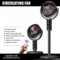Ventilateur sur pied à circulation d'air réglable en 3 hauteurs, rechargeable par USB, avec 3 pales bioniques, moteur silencieux et télécommande pour usage domestique