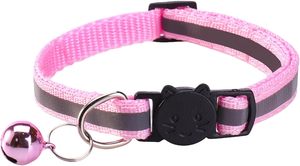 Kalung Kucing Reflektif Versi Terbaru, Pengikat Kepala Kucing Model Breakaway, Dapat Disesuaikan, Bahan Nilon Ringan Bergaris, Kalung Hewan Peliharaan Kucing Anjing Dengan Lonceng - Product Image 3