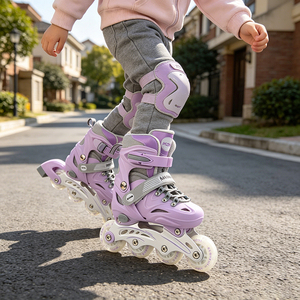 Patines en Línea Ajustables para Niños con Ruedas Luminosas de PVC, Patines de Ruedas para Exteriores para Niñas y Niños Principiantes, Patines para Niños - Product Image 1