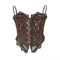 Nouveau Corset en Dentelle à Baleines, Design Dos Lacé Sexy, Débardeur, Soutien-gorge sans Bretelles à Fermeture Éclair au Dos, Crop Top Bralette, Camisole Ajustée Tendance