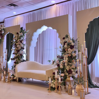 Nouveau design 3D effet arc ouvert scène de mariage toile de fond décoration blanc acrylique or Banquet toile de fond murs