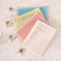 Pochette plate multifonctionnelle d'été pour extérieur, en maille, avec fermeture éclair, poignée souple, personnalisable, respirante, pour cosmétiques et articles de toilette, organisateur portable