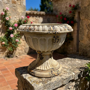 Urne de jardin décorative vintage en magnésie blanche, à motif rainuré, pour extérieur, idéale pour <span class=keywords><strong>buis</strong></span>, labyrinthe ou roses - Prix usine - Product Image 3