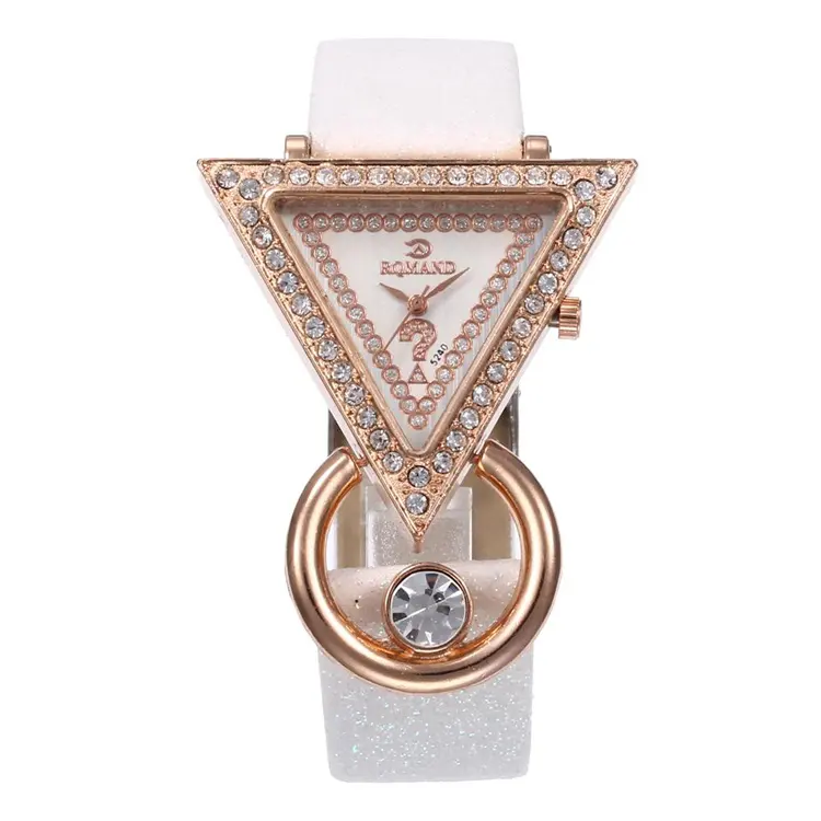 नई प्रश्न चिह्न <span class=keywords><strong>त्रिकोण</strong></span> डिजाइनर घड़ी महिला कलाई घड़ी महिला लेडी के लिए हीरे की घड़ी
