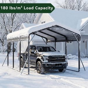 Abri de voiture en métal 10x15 pieds avec <span class=keywords><strong>toit</strong></span> en acier galvanisé, abri de voiture robuste, <span class=keywords><strong>garage</strong></span> extérieur pour voiture, camion, camping-car, bateau, tracteur - Product Image 4