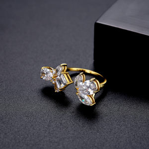 LUOTEEMI Mädchen Koreanische geometrische vergoldete neue Schmuck Frau Trendy Finger Zirkonia 5A niedlichen verstellbaren Cz Ring - Product Image 6