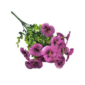 Ramo de Pansies Artificiales, Flores de Seda y Plástico de Alta Simulación, Decoraciones para Interiores y Bodas, en Naranja Fluorescente, Morado y Amarillo - Product Image 5