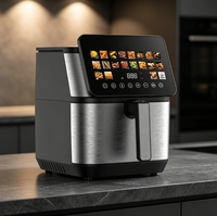 Nouvelle friteuse à air sans huile de 8,5 L de grande capacité, en acier inoxydable, 2100 W, double chauffage, écran tactile LED, 14 programmes prédéfinis