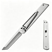 Couteau utilitaire pliant léger à lame Tanto, manche en acier intégral, couteau tactique EDC avec clip de poche pour le camping