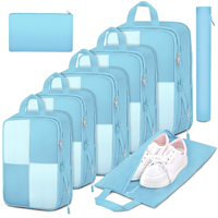 8 cubes de compression de voyage extensibles, imperméables, légers, en polyester, avec fermeture éclair, pour organiser les bagages et les chaussures