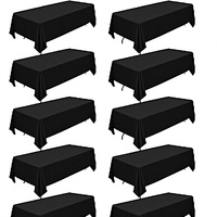 Lot de 10 nappes noires en polyester solide, 6 pieds x 102 pouces (90x140cm), résistantes aux plis, lavables, pour mariage, fabriquées en Chine
