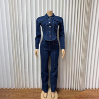 GX6650 Nouvelle Collection Automne 2025 – Ensemble 2 Pièces Tendance pour Femme : Veste Décontractée en Jean à Manches Longues et Jean