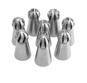Stainless Steel 8 Pieces Flower Mouth Nozzles Braided Decorating Tube Set For Pastry Fondant Tools