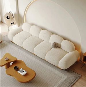 Canapé en bois de cerisier agneau velours salon meubles de Style moderne Simple Style japonais rangée droite nuages canapé - Product Image 5