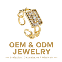 Bague ouverte ajustable en or scintillant délicat, avec maillons gourmette et mosaïque de zircone cubique taille baguette, éblouissante et radieuse, bijou pour femme, cadeau