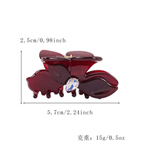 Pince à cheveux JIAYANG en acétate avec strass papillon 3D, pince florale multicolore pour femme, accessoire pour chignon semi-haut ou coiffure latérale