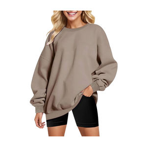 Sweat-shirt d'hiver à col rond en coton et polyester surdimensionné pour femmes, design personnalisé, poids lourd, 300 g/m², tricoté en polaire, écologique - Product Image 1