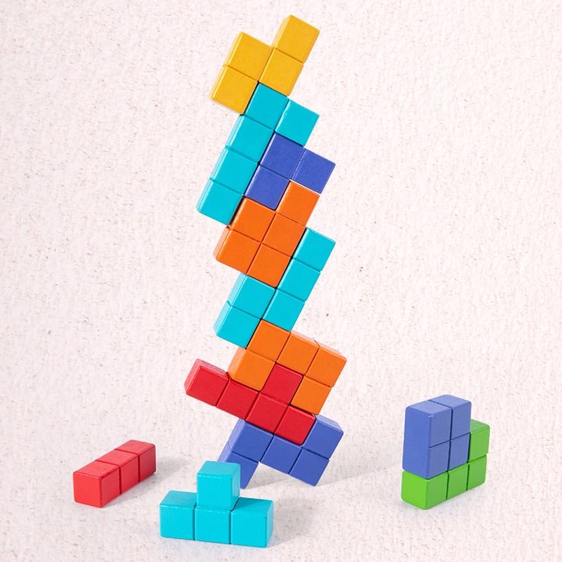 Leadstar Tangram Puzzle Cubo De Madera, Rompecabezas Iq