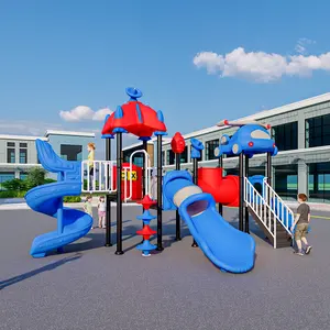 बच्चों के लिए वाणिज्यिक फैंटेसीलैंड स्लाइड आउटडोर खेल का मैदान उपकरण रंगीन प्लास्टिक स्विंग स्लाइड