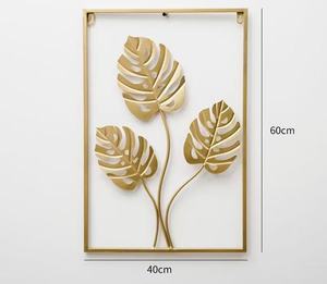 Venda Direta de Fábrica Pintura Decorativa Metálica Suspensa Decoração para Casa para Hotel Folha de Árvore Dourada Flor Decoração Metálica - Product Image 3