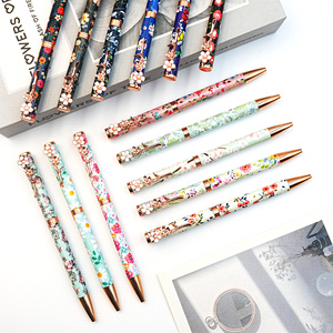 Regalo per la Festa della Mamma, Penna a Sfera in Metallo Floreale, Logo Personalizzato, Penne Dorate Rosa, Regalo per Lei, Set Souvenir in Confezione - Product Image 2