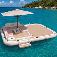 Plateforme flottante gonflable robuste en PVC avec surface antidérapante en EVA pour lac, océan, jet ski et pêche
