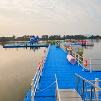 Pont flottant durable pour quai de bateau, plateforme flottante pour aquaculture et pêche récréative, avec système de piston